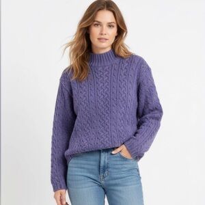 Callan Country Collection 100% Merino Wool Cable Knit Sweater - Size M - Purple